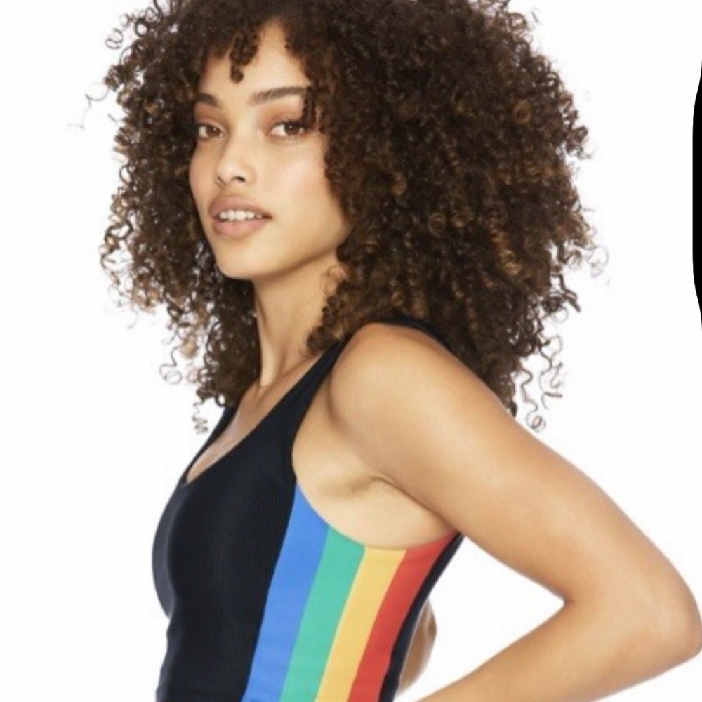 Beach Riot Tessa Top in Rainbow Stripe